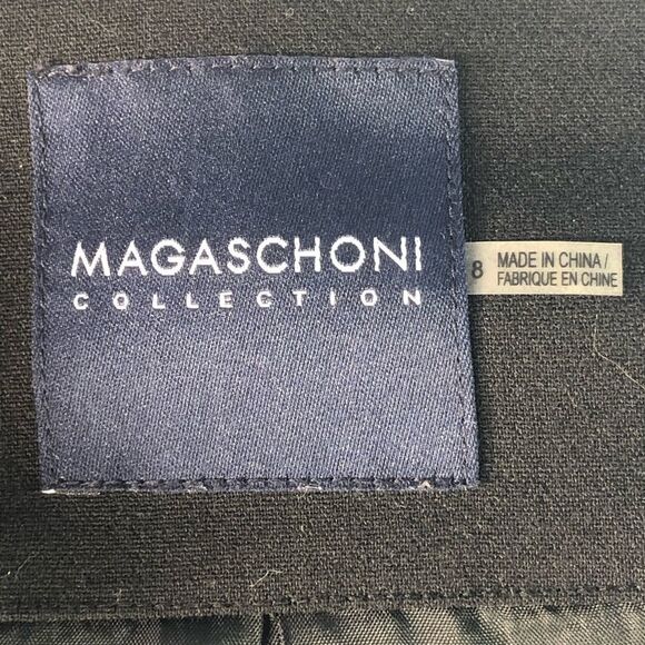 Magaschoni Collection Black  Wool Blend Ruffle Blouson Sleeves Jacket 8 - Picture 11 of 12